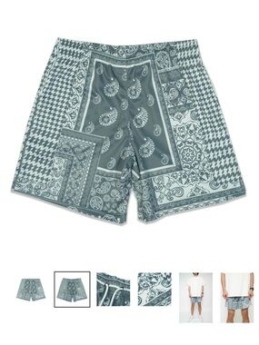 Kinetic Kings Sage Houndstooth 
Bandana Paisley Workout  Shorts Men or Women